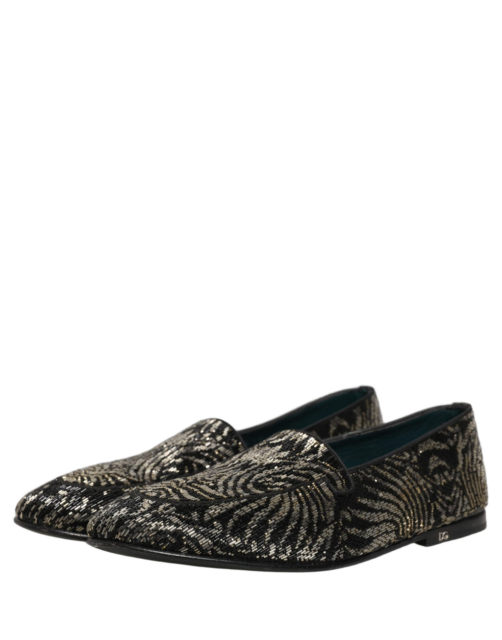 Dolce & Gabbana Black Silver Embellished Dress Loafers Shoes Dolce & Gabbana