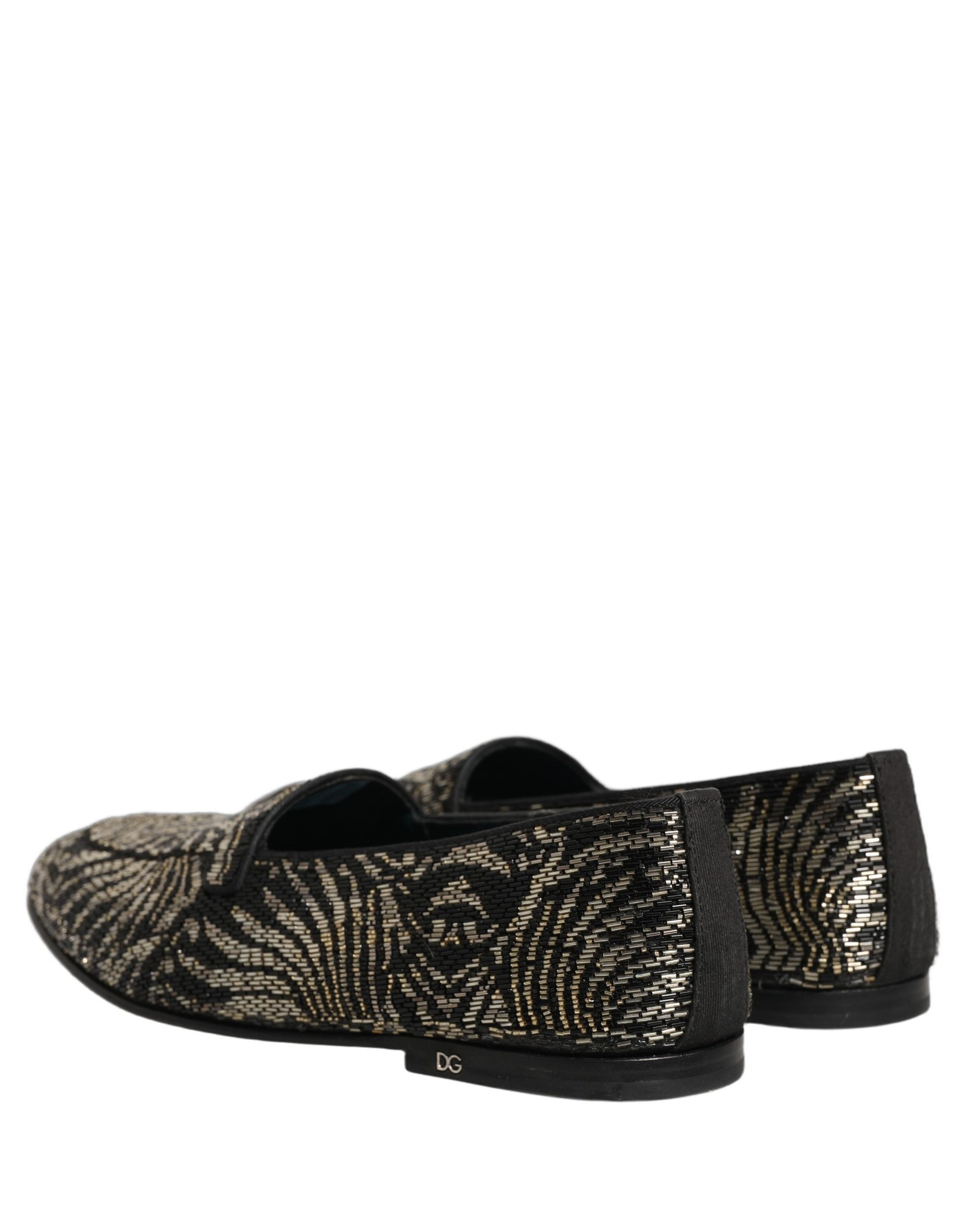 Dolce & Gabbana Black Silver Embellished Dress Loafers Shoes Dolce & Gabbana