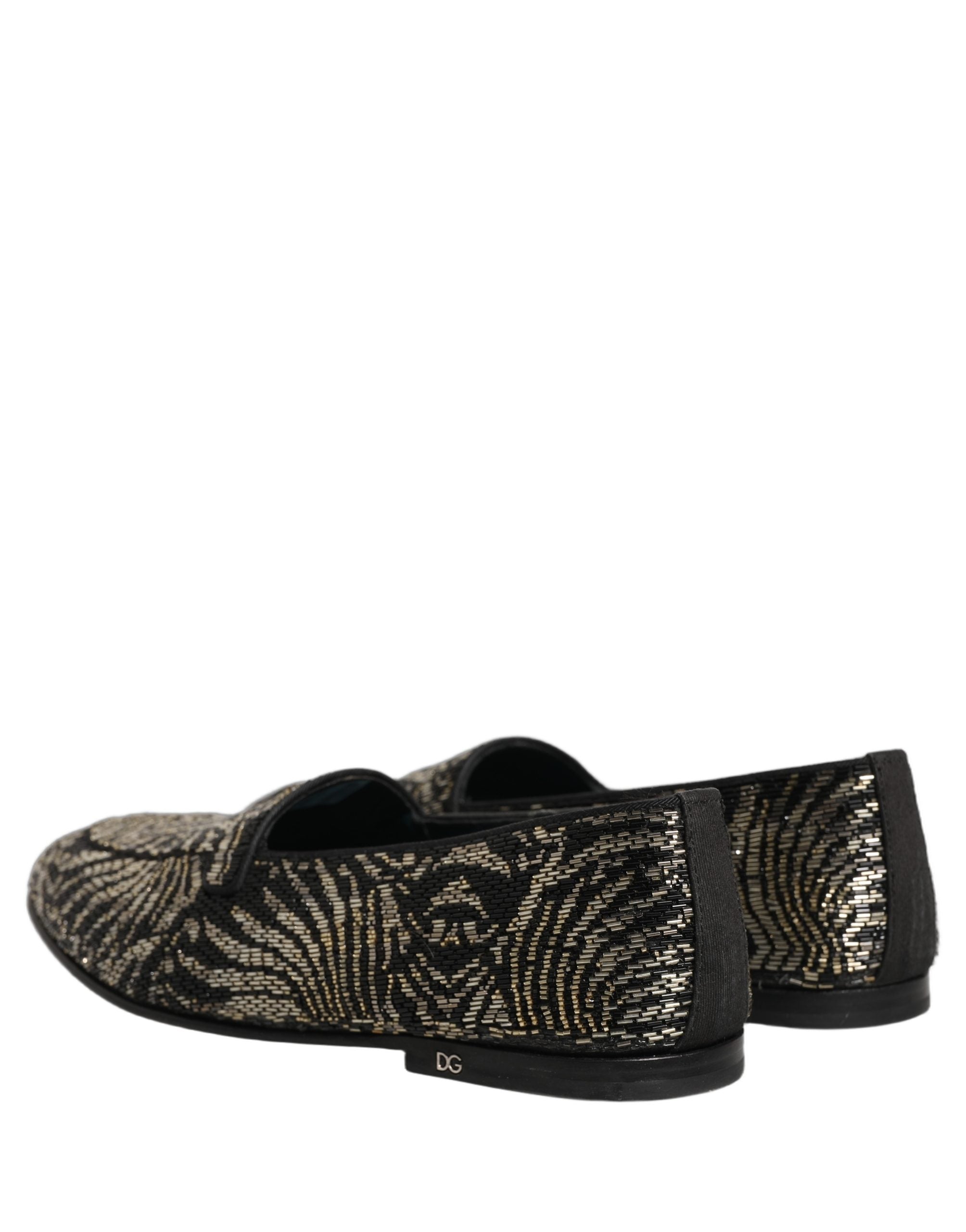 Dolce & Gabbana Black Silver Embellished Dress Loafers Shoes Dolce & Gabbana