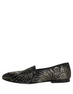 Dolce & Gabbana Black Silver Embellished Dress Loafers Shoes Dolce & Gabbana