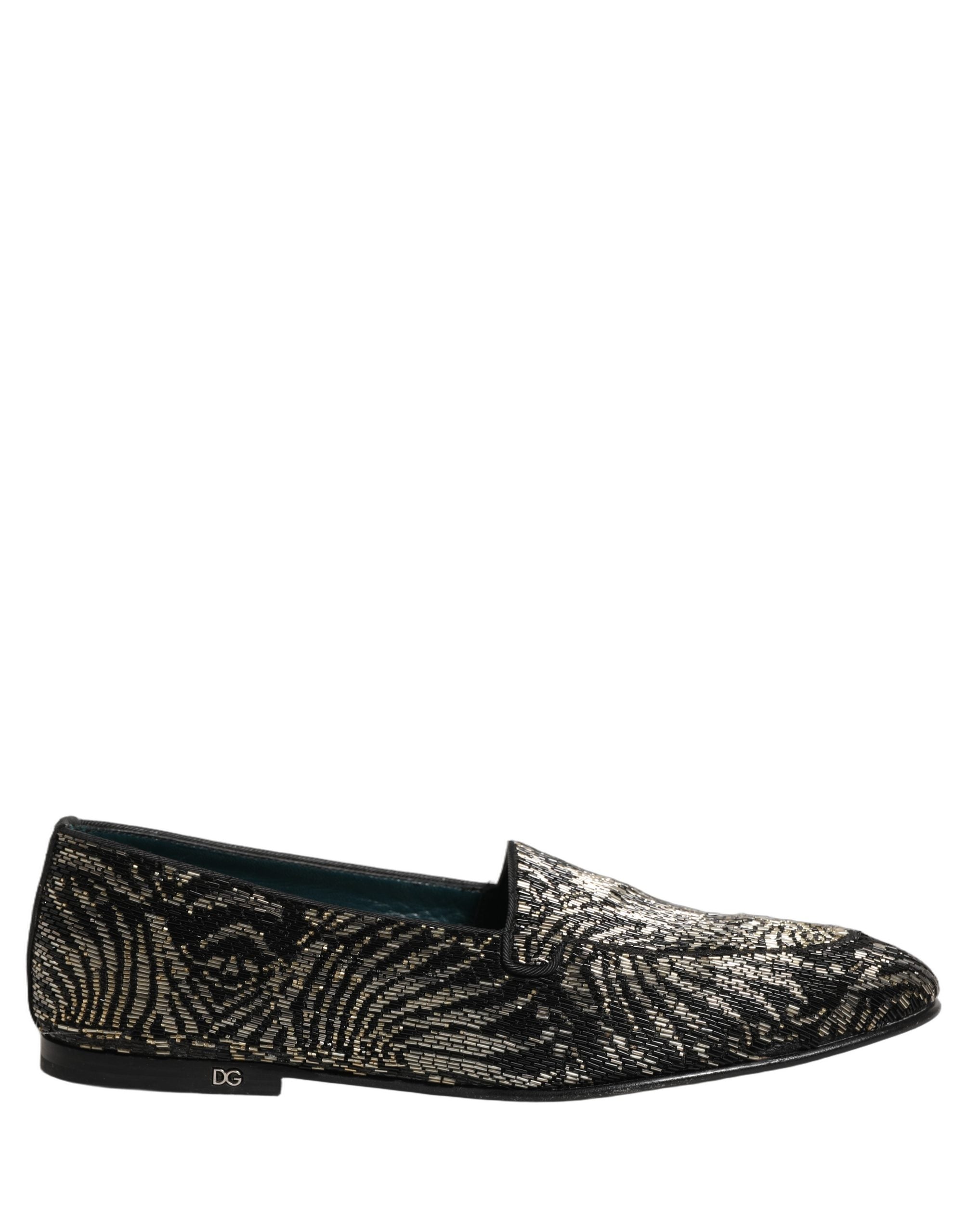 Dolce & Gabbana Black Silver Embellished Dress Loafers Shoes Dolce & Gabbana