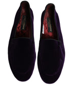 Dolce & Gabbana Violet Velvet Slip On Men Flats Loafers Shoes Dolce & Gabbana