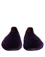 Dolce & Gabbana Violet Velvet Slip On Men Flats Loafers Shoes Dolce & Gabbana