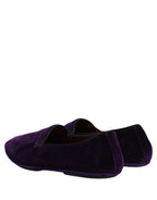 Dolce & Gabbana Violet Velvet Slip On Men Flats Loafers Shoes Dolce & Gabbana