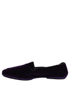 Dolce & Gabbana Violet Velvet Slip On Men Flats Loafers Shoes Dolce & Gabbana