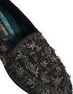 Dolce & Gabbana Black Rhinestone Embellished Loafers Shoes Dolce & Gabbana