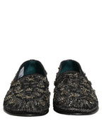 Dolce & Gabbana Black Rhinestone Embellished Loafers Shoes Dolce & Gabbana
