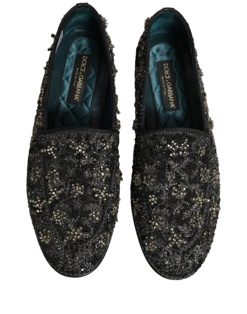 Dolce & Gabbana Black Rhinestone Embellished Loafers Shoes Dolce & Gabbana