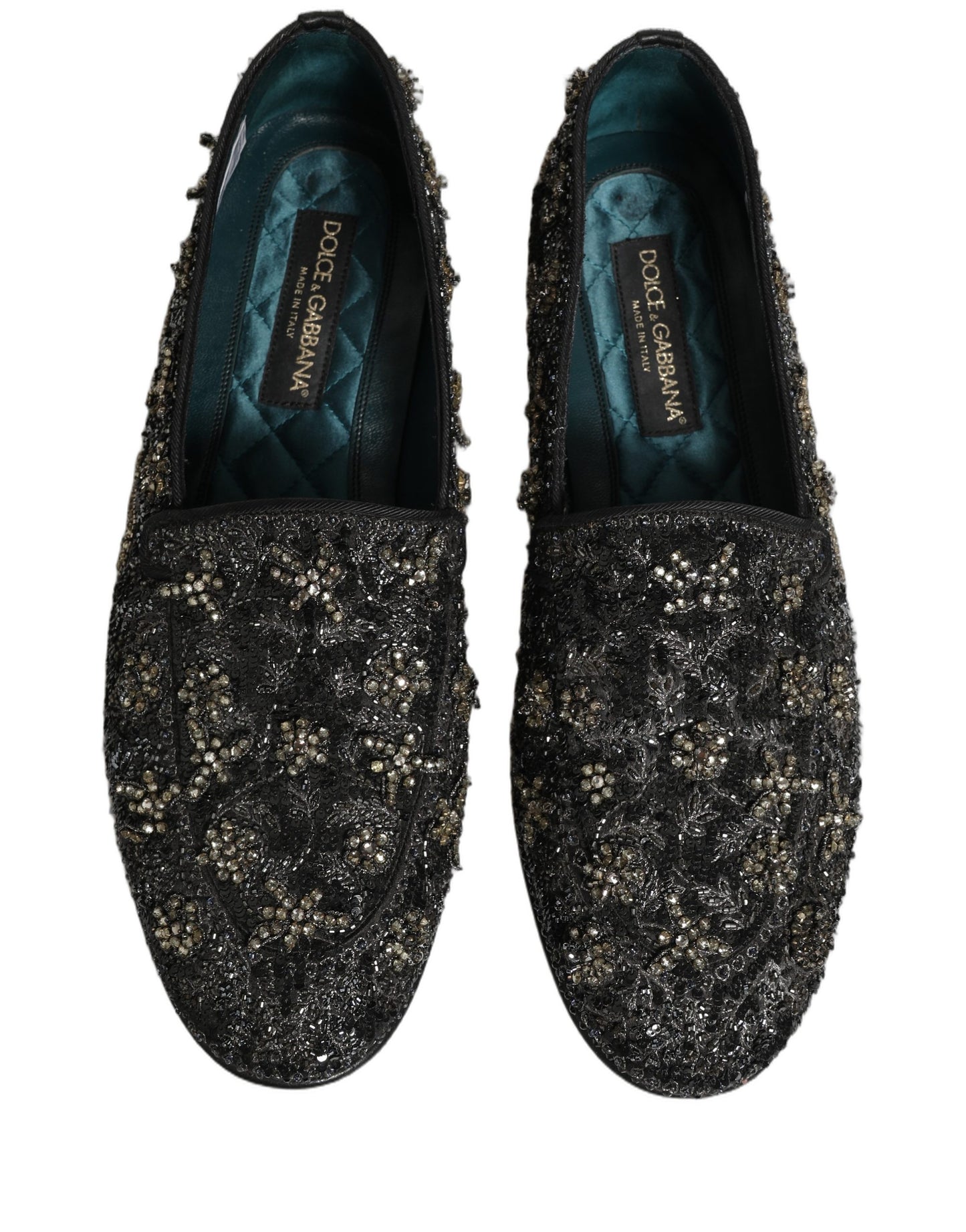 Dolce & Gabbana Black Rhinestone Embellished Loafers Shoes Dolce & Gabbana