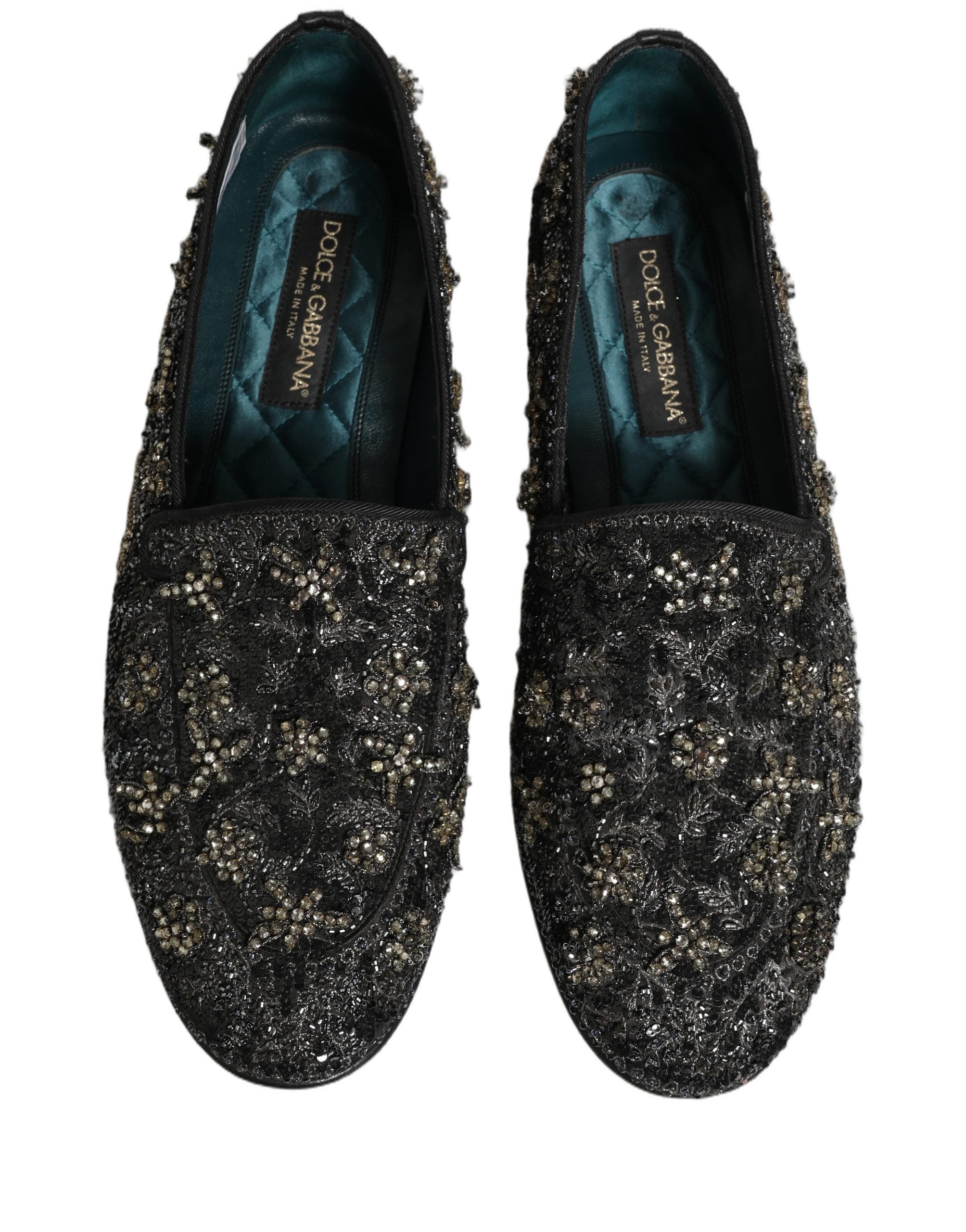 Dolce & Gabbana Black Rhinestone Embellished Loafers Shoes Dolce & Gabbana