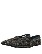 Dolce & Gabbana Black Rhinestone Embellished Loafers Shoes Dolce & Gabbana