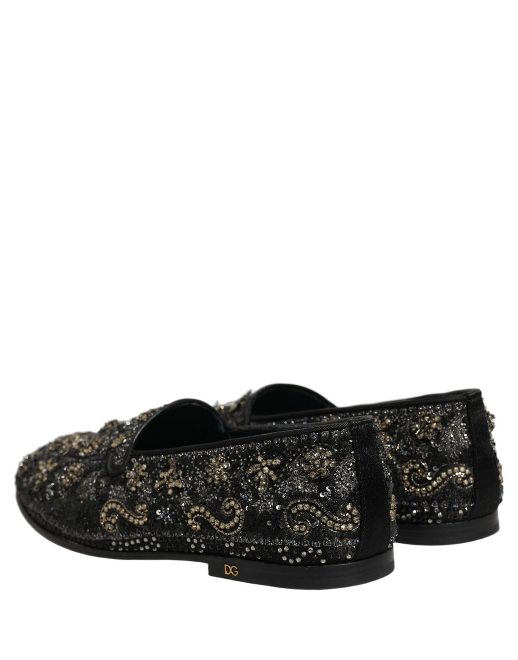 Dolce & Gabbana Black Rhinestone Embellished Loafers Shoes Dolce & Gabbana