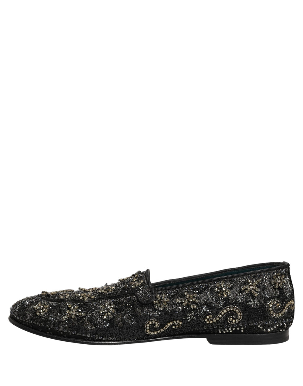 Dolce & Gabbana Black Rhinestone Embellished Loafers Shoes Dolce & Gabbana