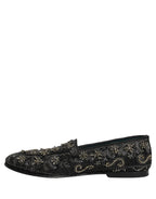 Dolce & Gabbana Black Rhinestone Embellished Loafers Shoes Dolce & Gabbana