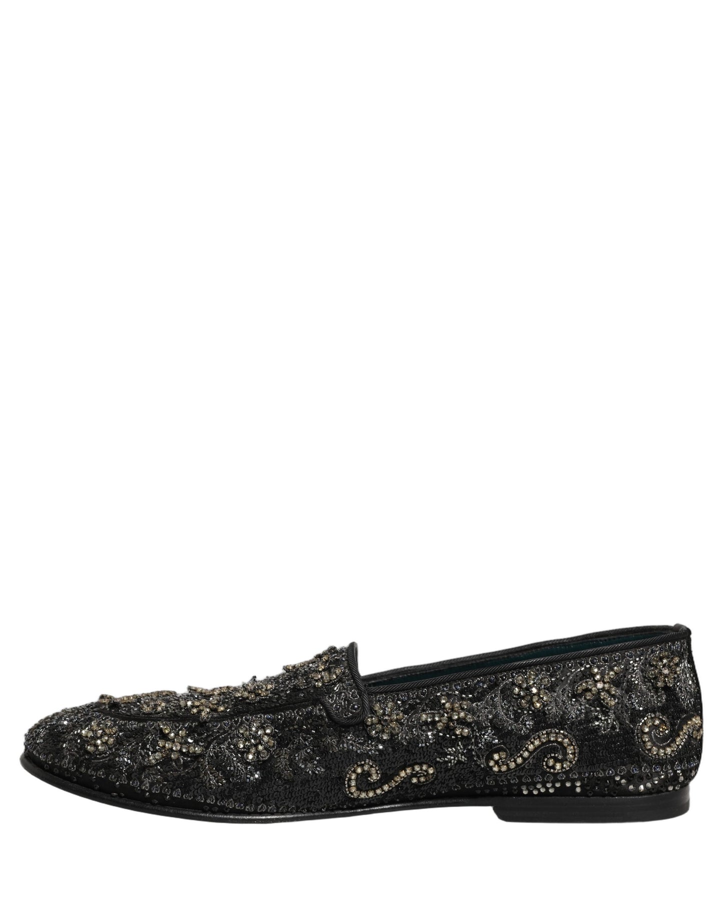 Dolce & Gabbana Black Rhinestone Embellished Loafers Shoes Dolce & Gabbana