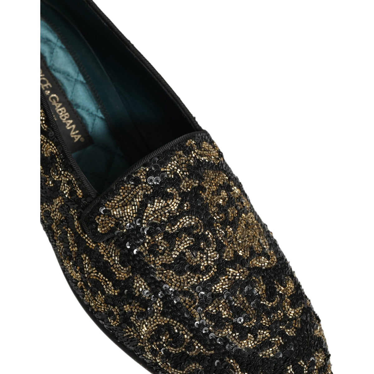 Dolce & Gabbana Black Gold Embellished Dress Loafers Shoes Dolce & Gabbana