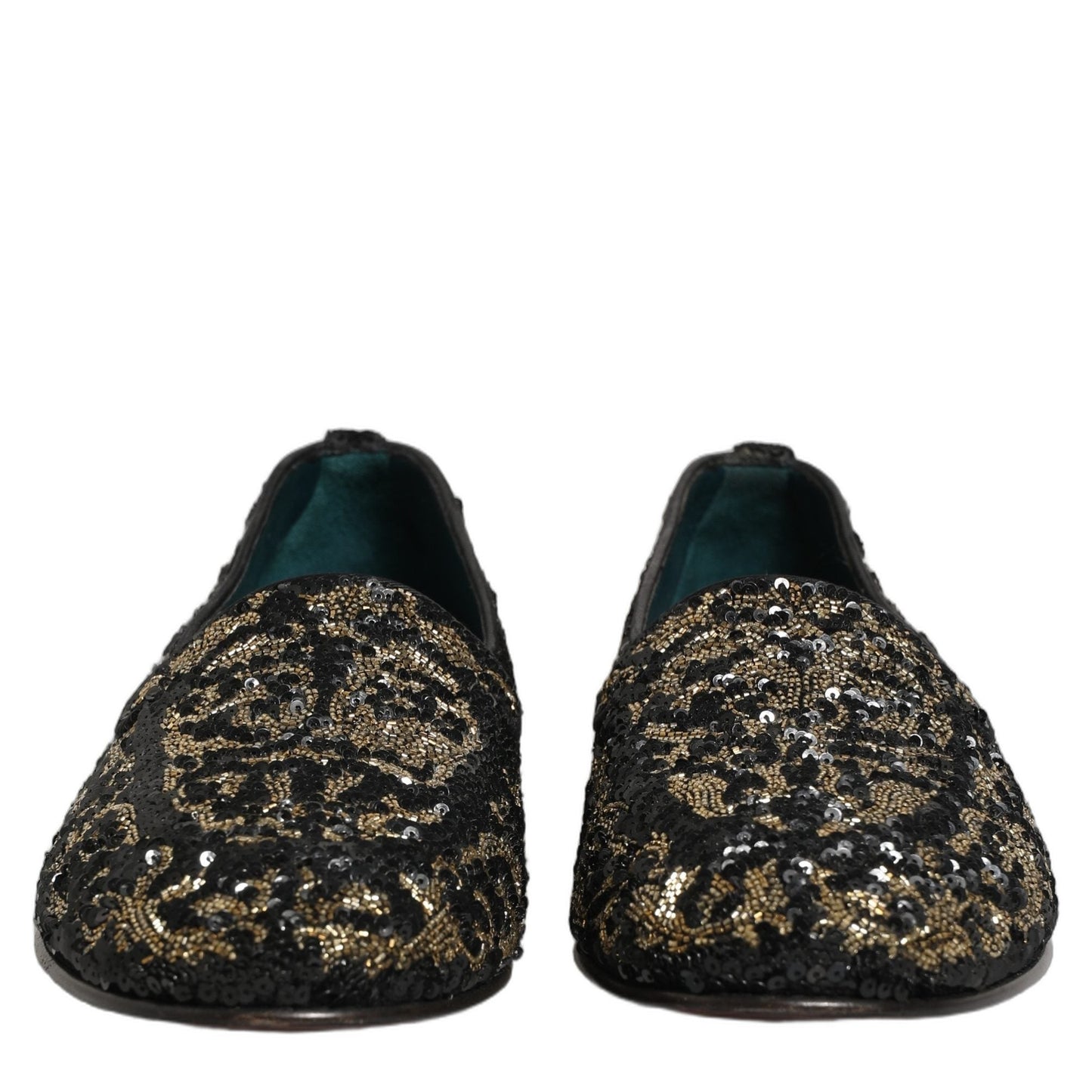 Dolce & Gabbana Black Gold Embellished Dress Loafers Shoes Dolce & Gabbana
