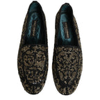 Dolce & Gabbana Black Gold Embellished Dress Loafers Shoes Dolce & Gabbana