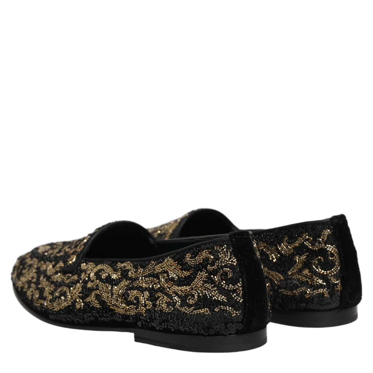 Dolce & Gabbana Black Gold Embellished Dress Loafers Shoes Dolce & Gabbana