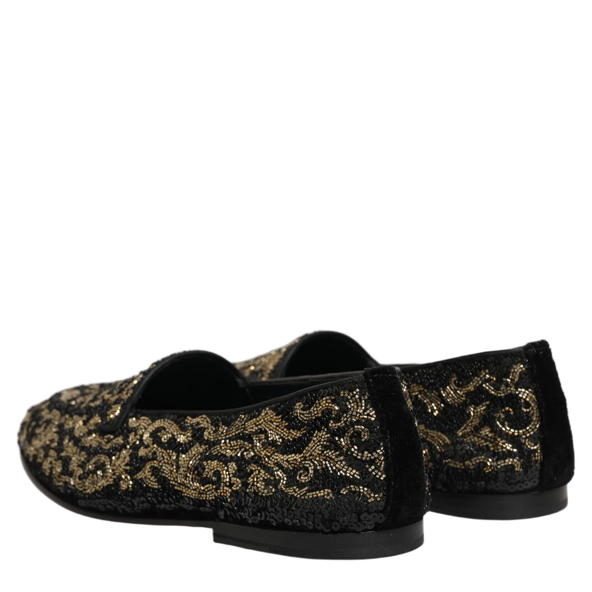 Dolce & Gabbana Black Gold Embellished Dress Loafers Shoes Dolce & Gabbana