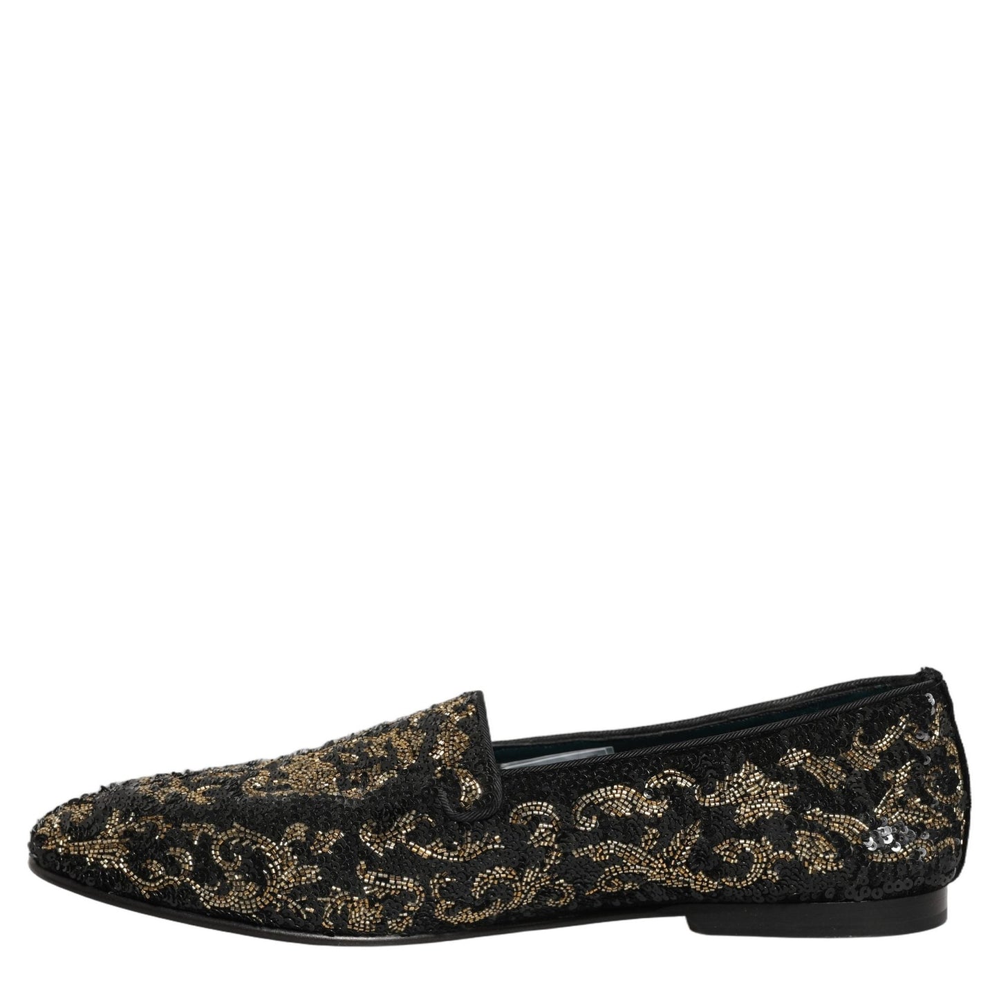Dolce & Gabbana Black Gold Embellished Dress Loafers Shoes Dolce & Gabbana