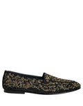 Dolce & Gabbana Black Gold Embellished Dress Loafers Shoes - Eljoys Fashion 