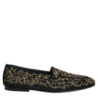 Dolce & Gabbana Black Gold Embellished Dress Loafers Shoes Dolce & Gabbana