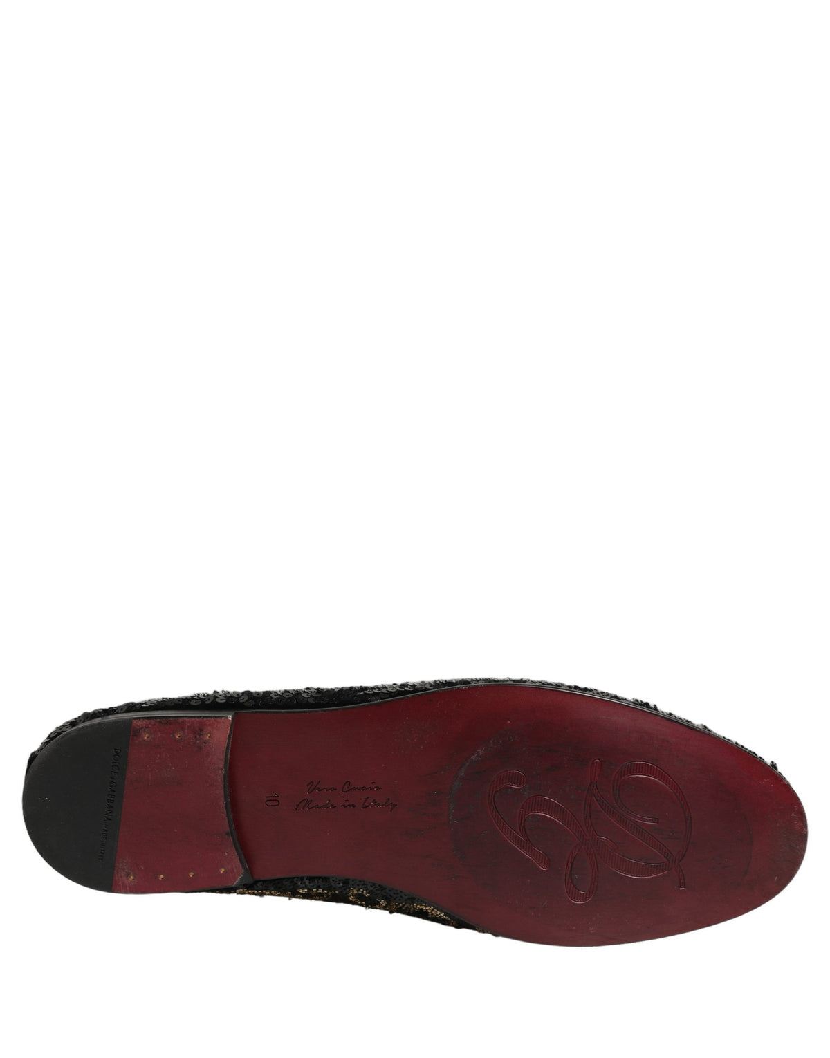 Dolce & Gabbana Black Gold Embellished Dress Loafers Shoes - Eljoys Fashion 
