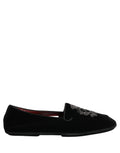 Dolce & Gabbana Black Velvet Crown Embroidery Loafers Shoes - Eljoys Fashion 