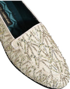 Dolce & Gabbana White Velvet Embroidered Dress Loafers Shoes Dolce & Gabbana