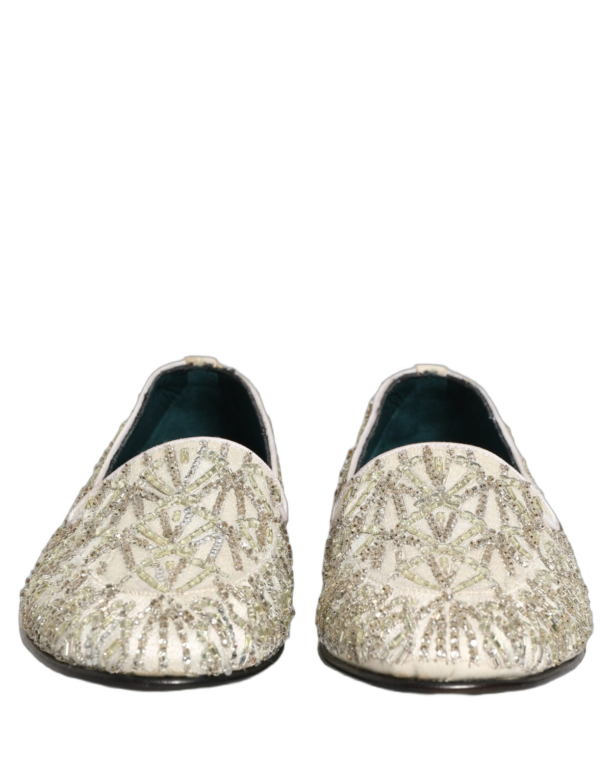 Dolce & Gabbana White Velvet Embroidered Dress Loafers Shoes Dolce & Gabbana