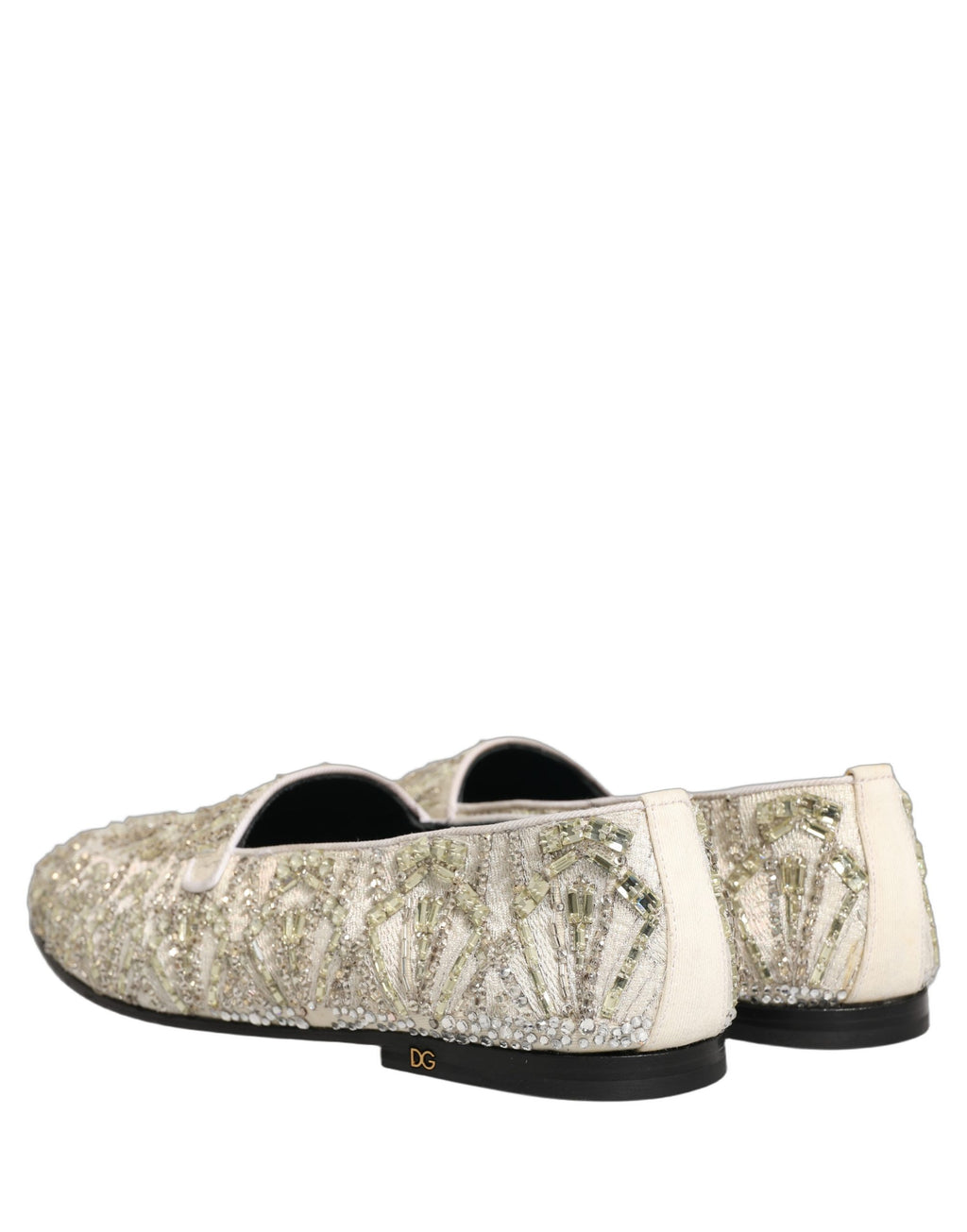 Dolce & Gabbana White Velvet Embroidered Dress Loafers Shoes Dolce & Gabbana