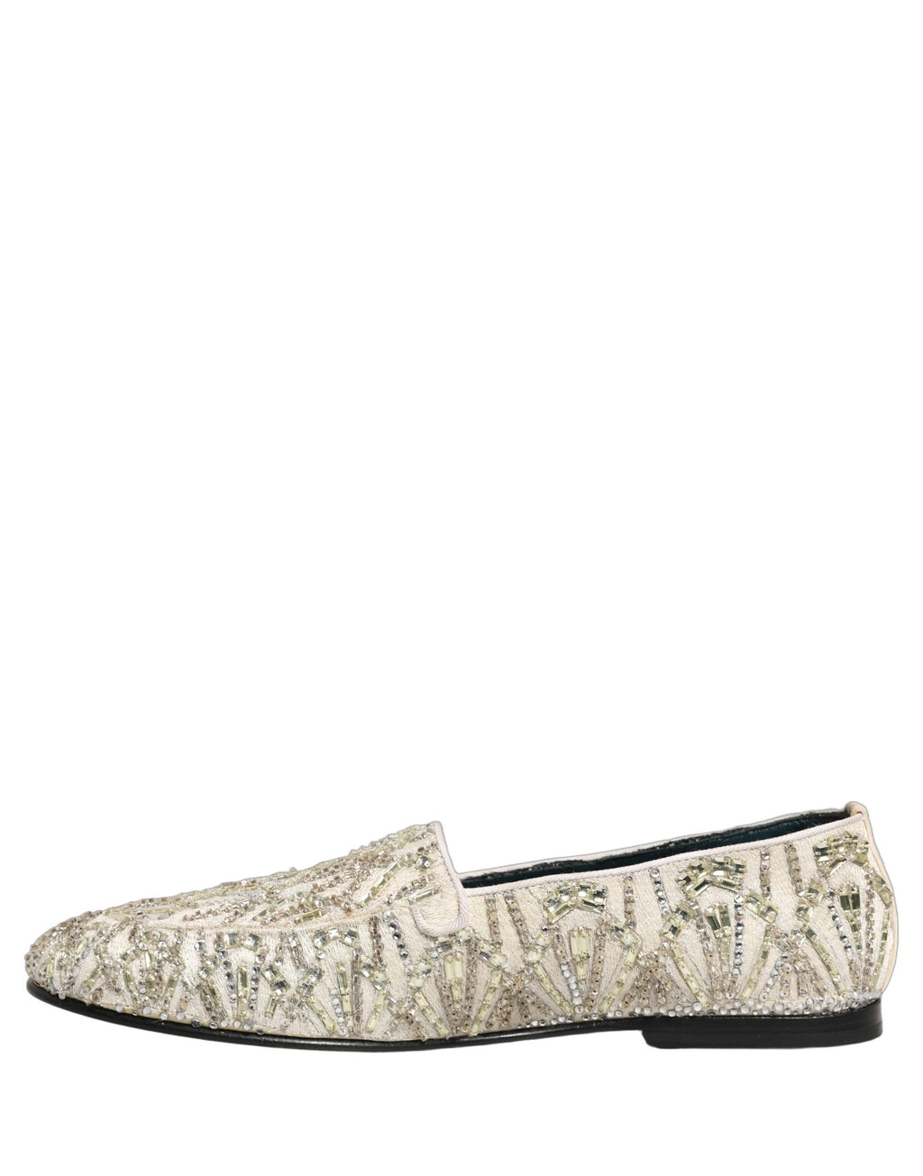 Dolce & Gabbana White Velvet Embroidered Dress Loafers Shoes Dolce & Gabbana