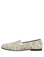 Dolce & Gabbana White Velvet Embroidered Dress Loafers Shoes Dolce & Gabbana
