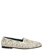 Dolce & Gabbana White Velvet Embroidered Dress Loafers Shoes Dolce & Gabbana