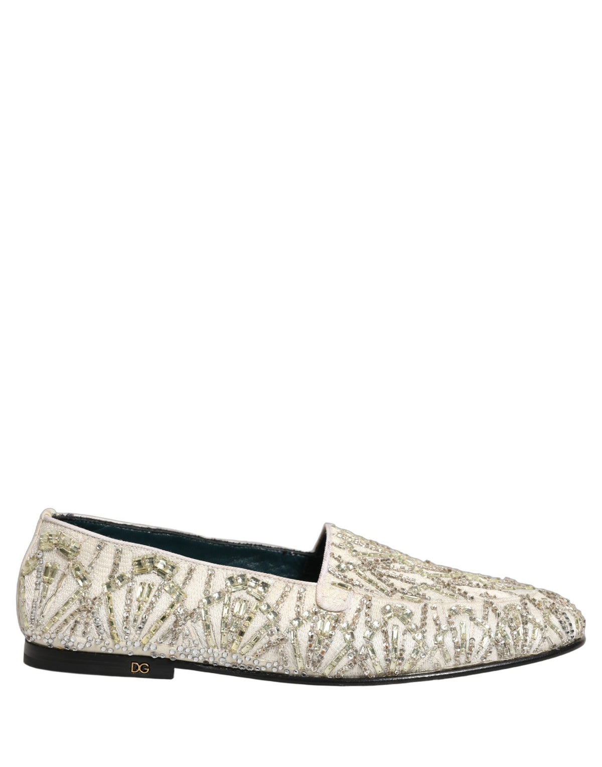 Dolce & Gabbana White Velvet Embroidered Dress Loafers Shoes Dolce & Gabbana