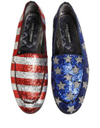 Dolce & Gabbana Multicolor Flag Sequin Dress Loafers Shoes Dolce & Gabbana