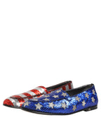 Dolce & Gabbana Multicolor Flag Sequin Dress Loafers Shoes Dolce & Gabbana