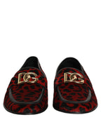 Dolce & Gabbana Red Leopard Print Pony Hair Dress Loafers Shoes Dolce & Gabbana