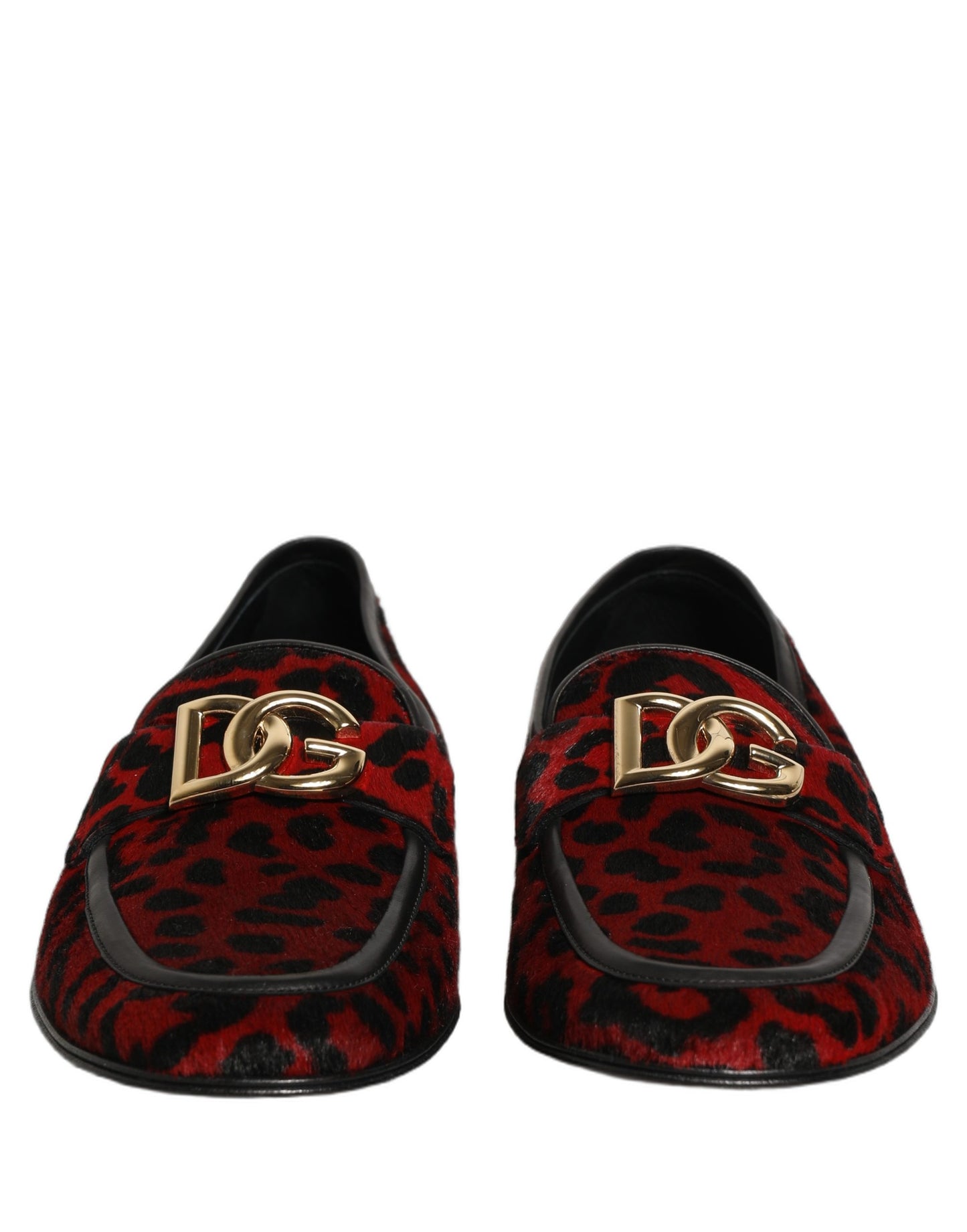 Dolce & Gabbana Red Leopard Print Pony Hair Dress Loafers Shoes Dolce & Gabbana