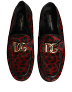 Dolce & Gabbana Red Leopard Print Pony Hair Dress Loafers Shoes Dolce & Gabbana