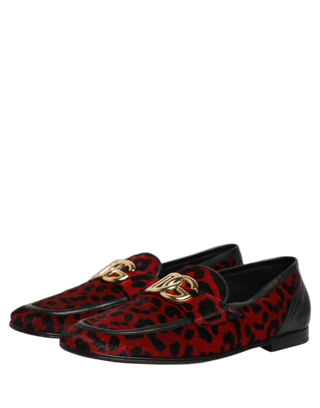 Dolce & Gabbana Red Leopard Print Pony Hair Dress Loafers Shoes Dolce & Gabbana