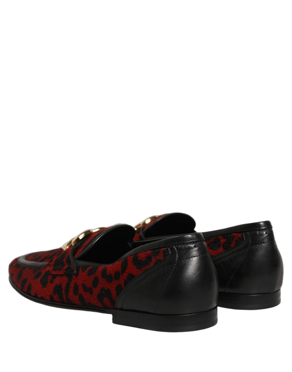 Dolce & Gabbana Red Leopard Print Pony Hair Dress Loafers Shoes Dolce & Gabbana