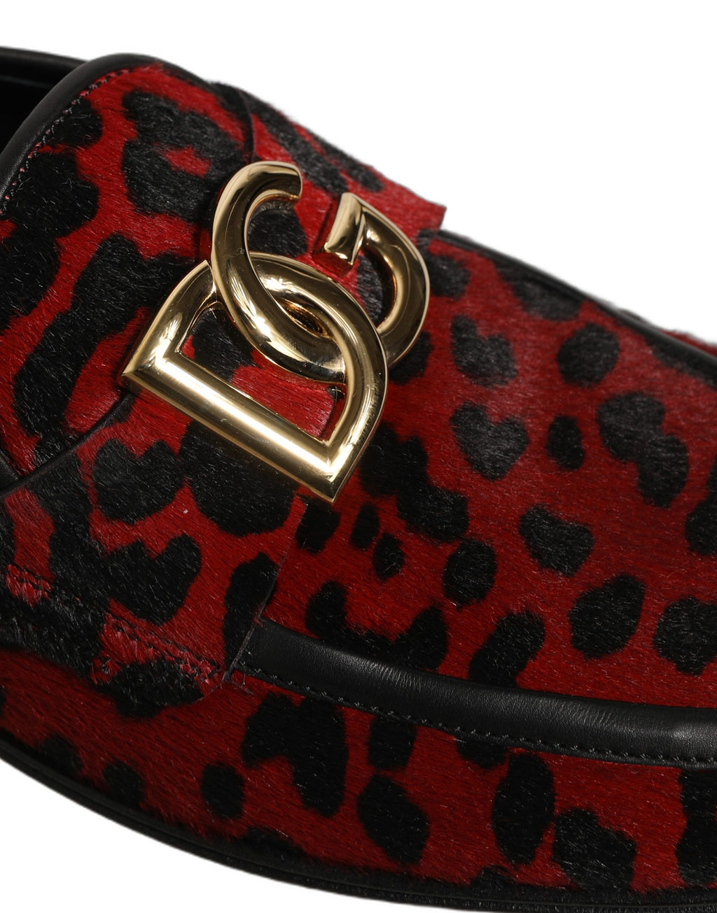 Dolce & Gabbana Red Leopard Print Pony Hair Dress Loafers Shoes - Eljoys Fashion 