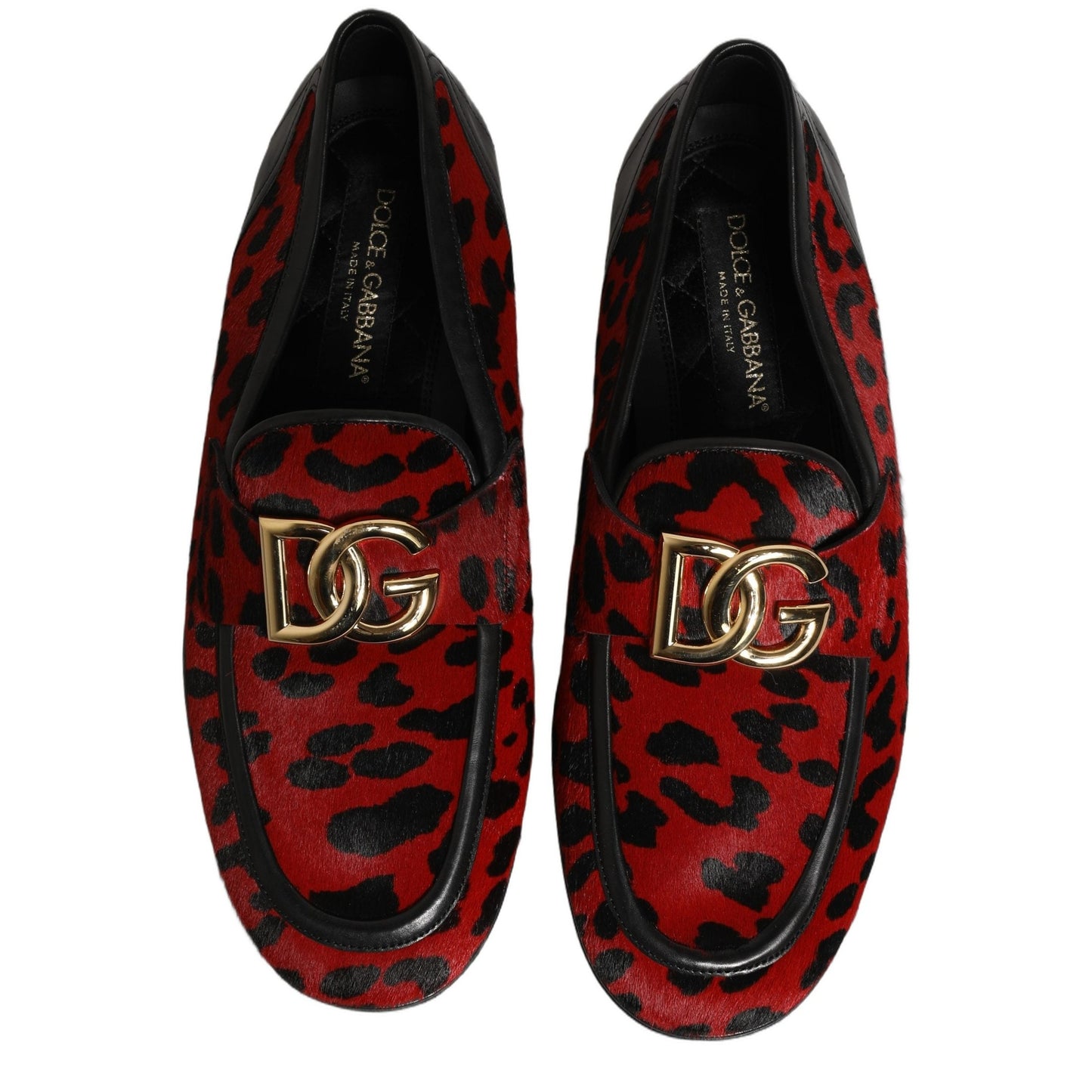 Dolce & Gabbana Red Leopard Print Pony Hair Dress Loafers Shoes Dolce & Gabbana