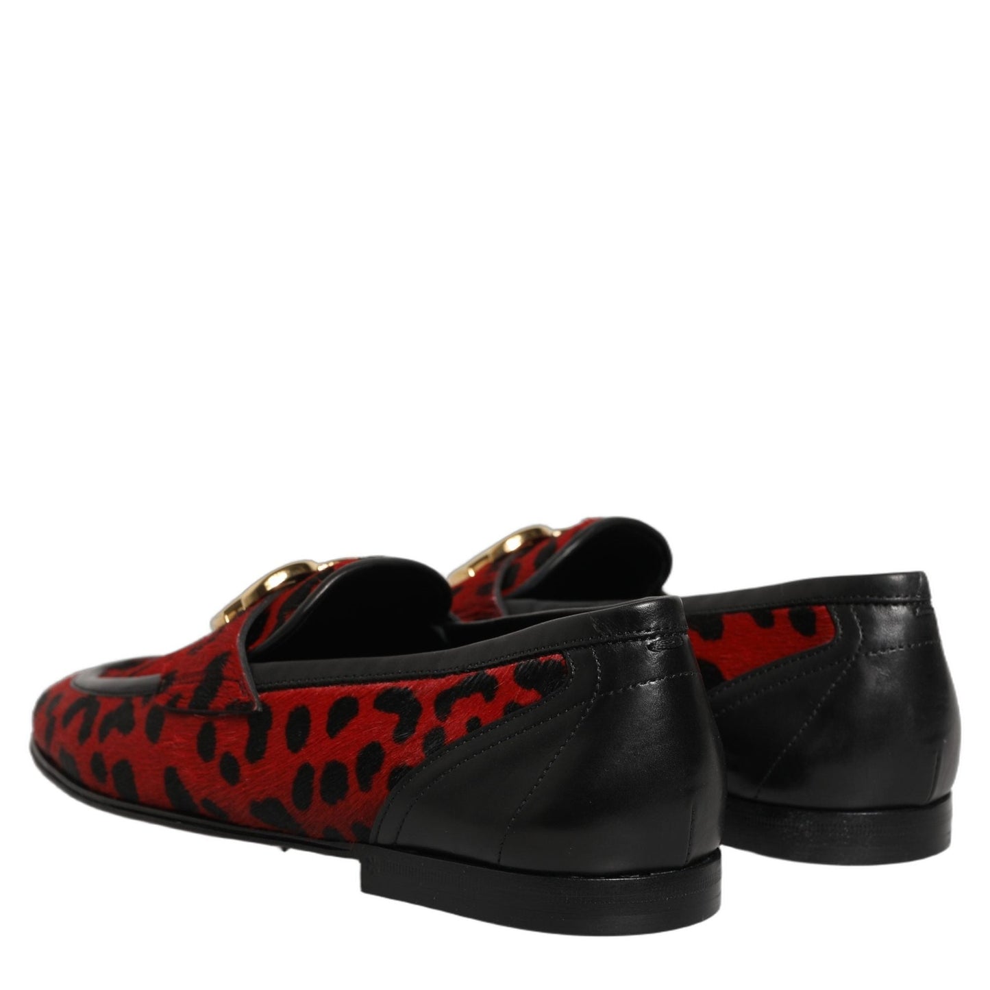 Dolce & Gabbana Red Leopard Print Pony Hair Dress Loafers Shoes Dolce & Gabbana