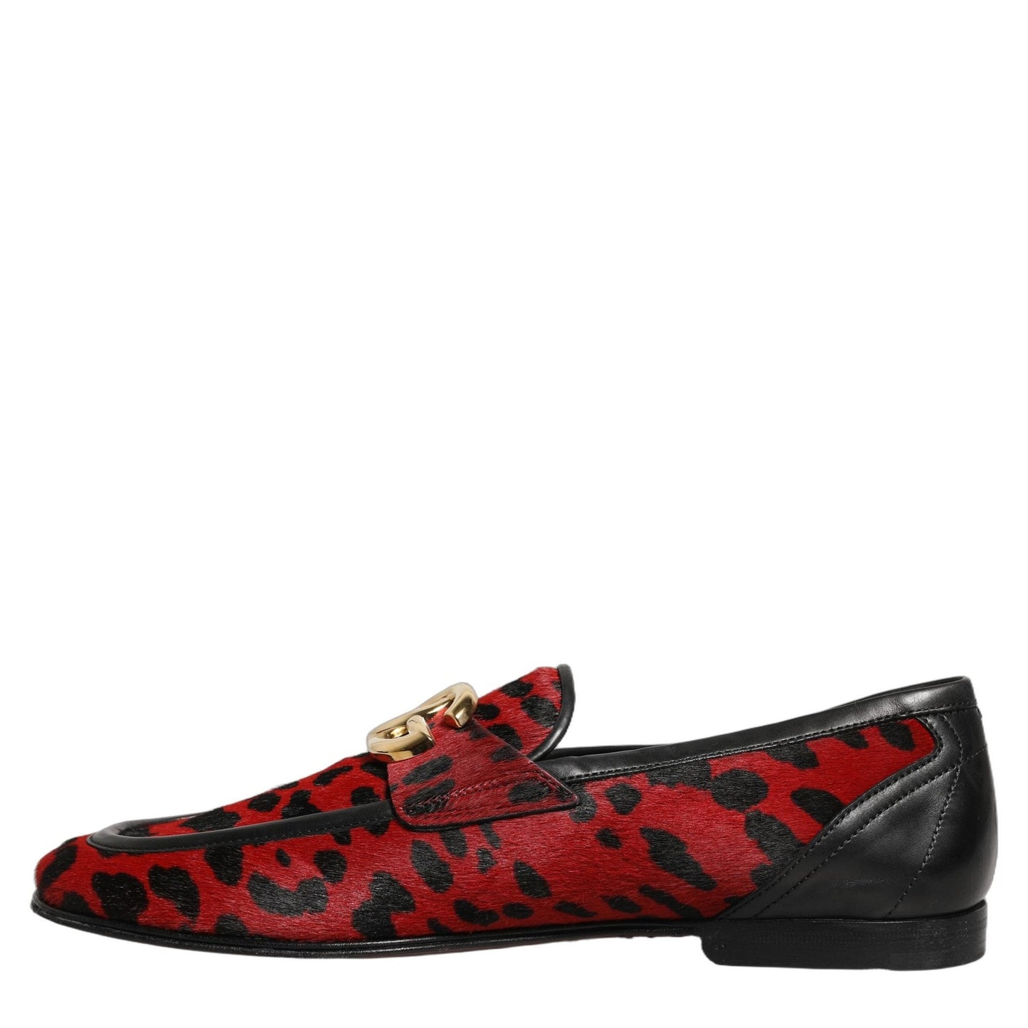 Dolce & Gabbana Red Leopard Print Pony Hair Dress Loafers Shoes Dolce & Gabbana