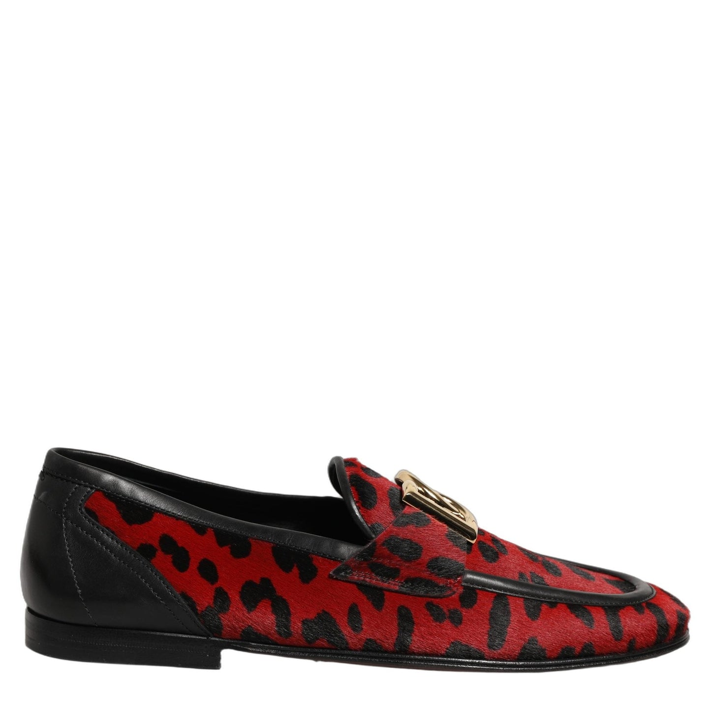 Dolce & Gabbana Red Leopard Print Pony Hair Dress Loafers Shoes Dolce & Gabbana