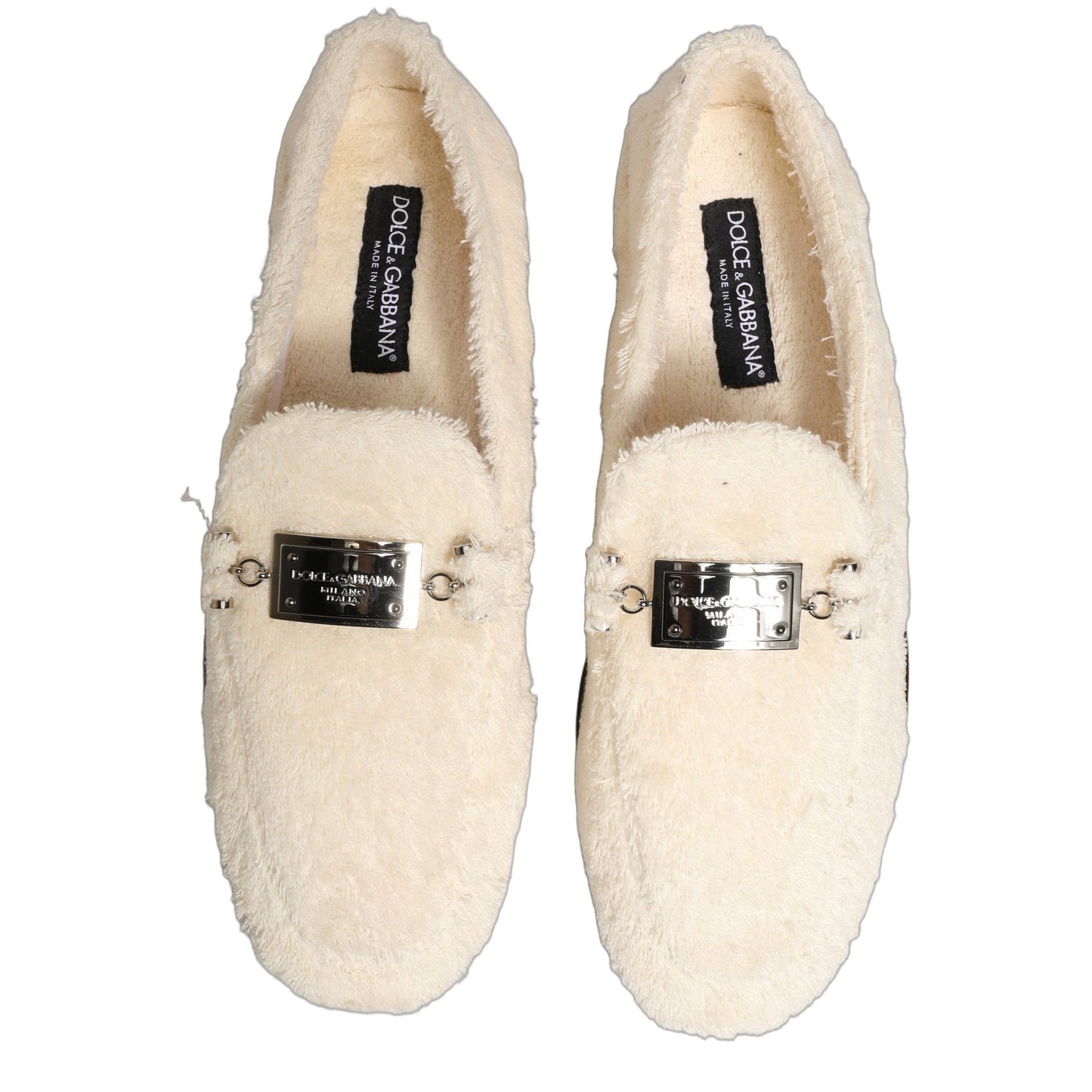 Dolce & Gabbana White Fur Shearling Men Dress Loafers Shoes Dolce & Gabbana