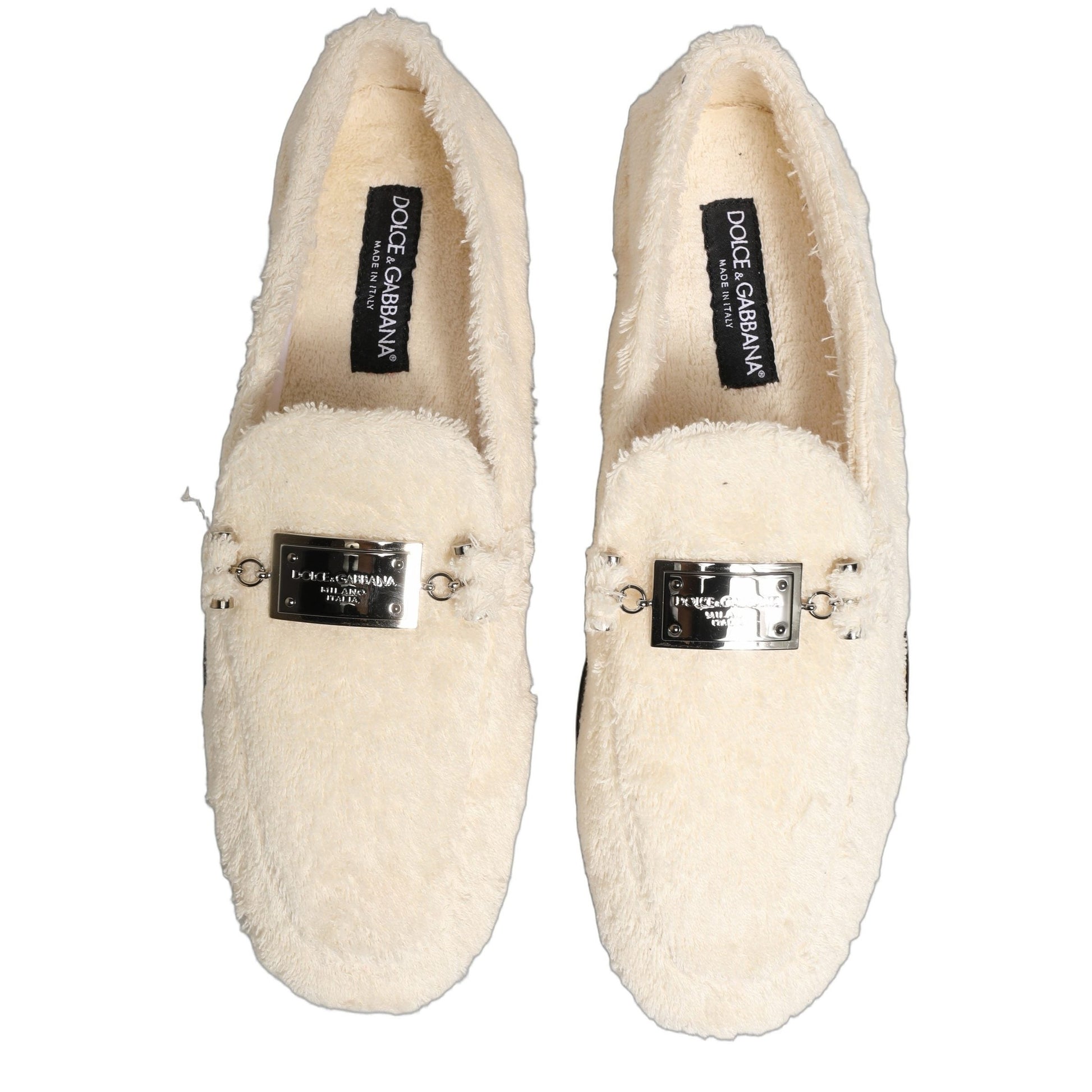 Dolce & Gabbana White Fur Shearling Men Dress Loafers Shoes Dolce & Gabbana
